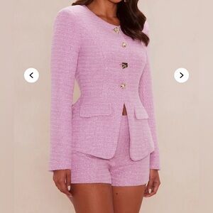 Fashion Nova Pink Emmeline Tweed Short Set